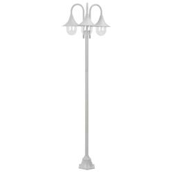 Lampadaire de jardin E27 220 cm Aluminium 3 lanternes Blanc alsavelo