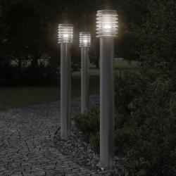 Lampadaire d'ext&eacute;rieur argent&eacute; 110 cm acier inoxydable