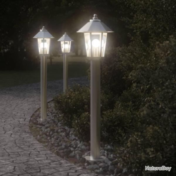 Lampadaires d'extrieur 3 pcs argent 80 cm acier inoxydable alsavelo