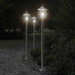 Lampadaires d'ext&eacute;rieur 3 pcs argent&eacute; 120 cm acier inoxydable