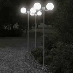 Lampadaires d'ext&eacute;rieur 3 pcs argent&eacute; 215 cm acier inoxydable