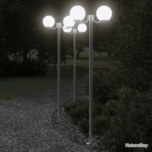 Lampadaires d'extrieur 3 pcs argent 215 cm acier inoxydable alsavelo