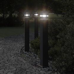Lampadaires d'ext&eacute;rieur 3 pcs noir 80 cm aluminium