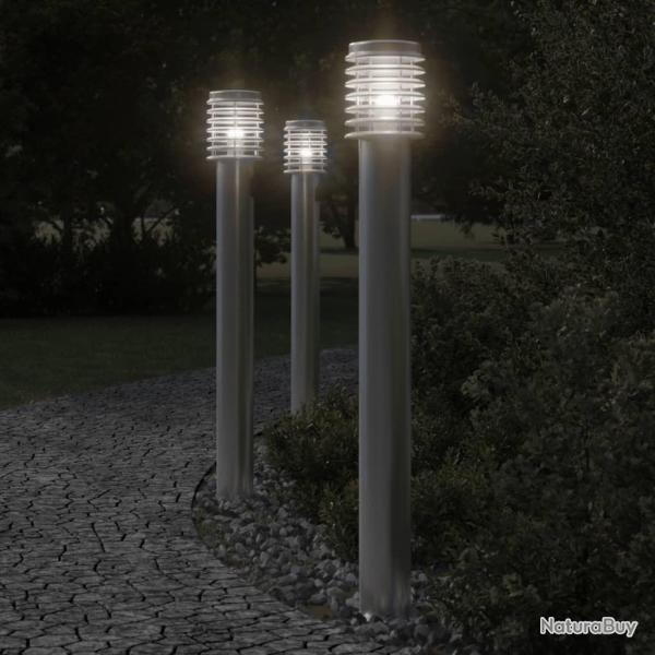 Lampadaires d'ext�rieur et sortie 3pcs argent� acier inoxydable