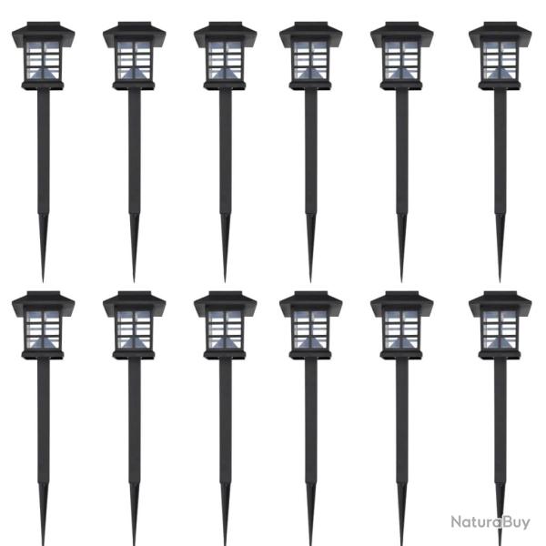 12 lampes LED solaires avec piquet 8,6x8,6x38 cm alsavelo