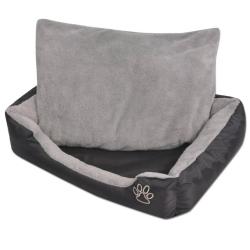 Lit pour chiens avec coussin rembourr&eacute; Taille M Noir alsavelo