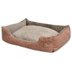 Lit pour chiens avec coussin Cuir artificiel PU Taille L Beige alsavelo
