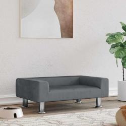 Lit pour chien gris fonc&eacute; 70x45x26,5 cm velours