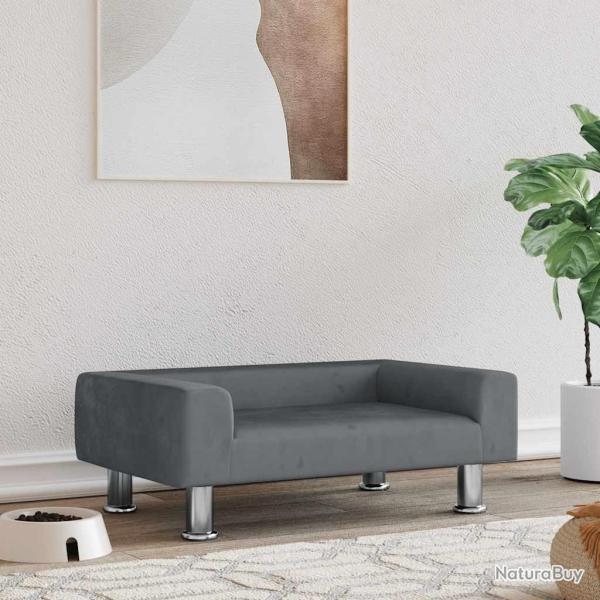 Lit pour chien gris fonc� 70x45x26,5 cm velours