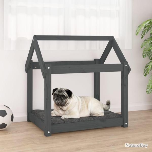 Lit pour chien Gris 71x55x70 cm Bois de pin solide alsavelo