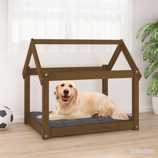 Lit pour chien Marron miel 81x60x70 cm Bois de pin solide