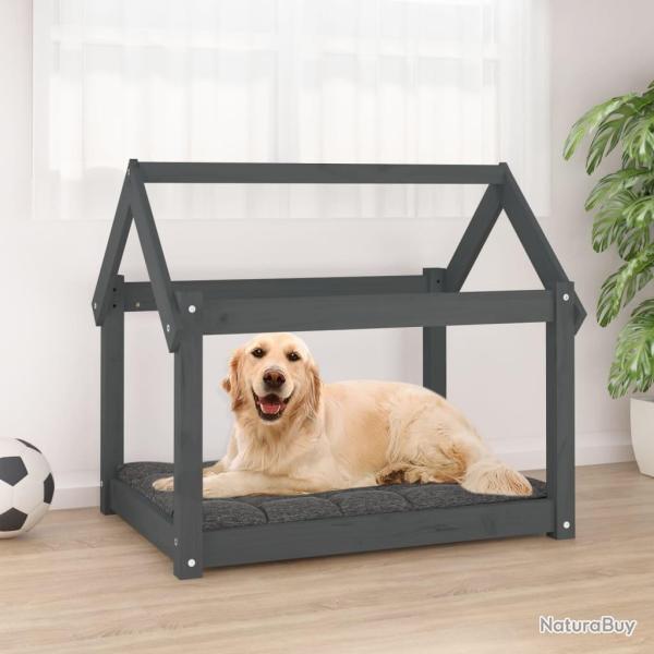 Lit pour chien Gris 81x60x70 cm Bois de pin solide