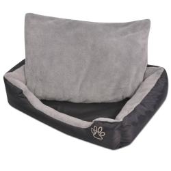 Lit pour chiens avec coussin rembourr&eacute; Taille XXL Noir