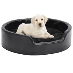 Lit pour chiens Noir 69x59x19 cm Peluche et similicuir