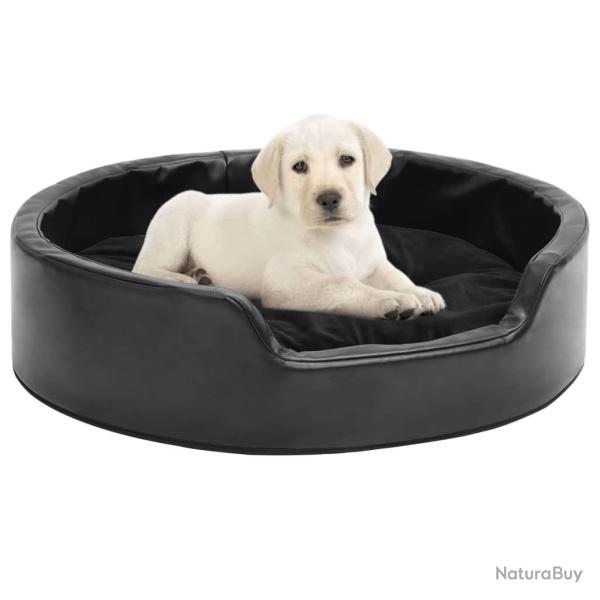Lit pour chiens Noir 69x59x19 cm Peluche et similicuir alsavelo