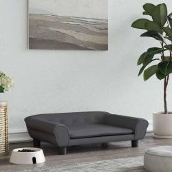 Lit pour chien gris fonc&eacute; 70x48x22 cm velours