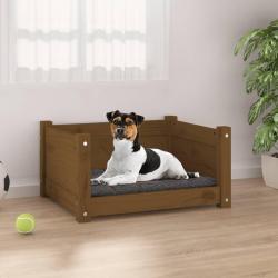 Lit pour chien Marron miel 55,5x45,5x28 cm Bois massif de pin