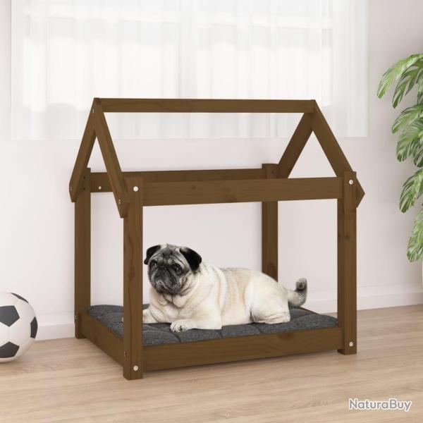 Lit pour chien Marron miel 71x55x70 cm Bois de pin solide