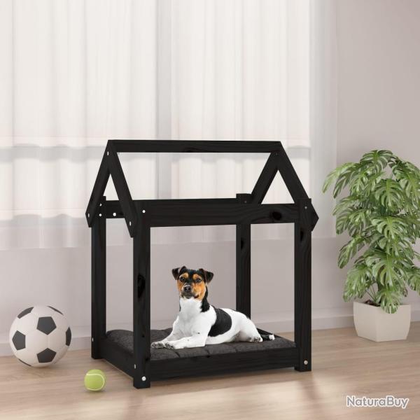 Lit pour chien Noir 61x50x70 cm Bois de pin solide