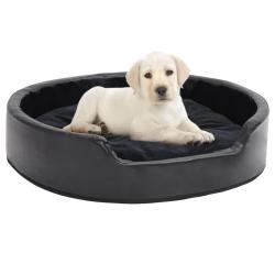 Lit pour chiens Noir 79x70x19 cm Peluche et similicuir