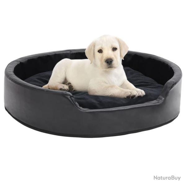 Lit pour chiens Noir 79x70x19 cm Peluche et similicuir