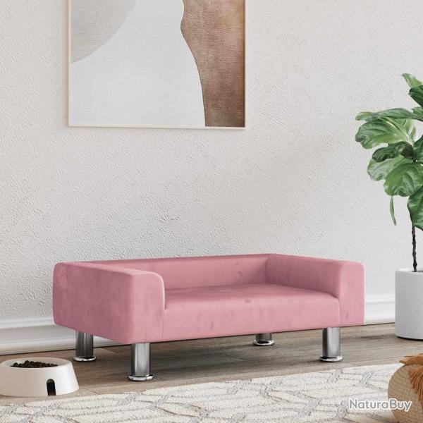 Lit pour chien rose 70x45x26,5 cm velours
