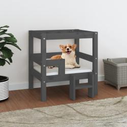Lit pour chien Gris 55,5x53,5x60 cm Bois de pin solide