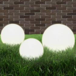 Jeu de lampe boule &agrave; LED 3 pcs PMMA sph&eacute;rique 20/30/40 cm alsavelo