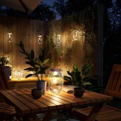 Lampe solaire en verre d'ext&eacute;rieur 12 pcs blanc chaud