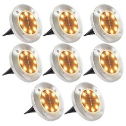 Lampe solaire au sol 8 pcs Lumi&egrave;res LED blanches chaudes