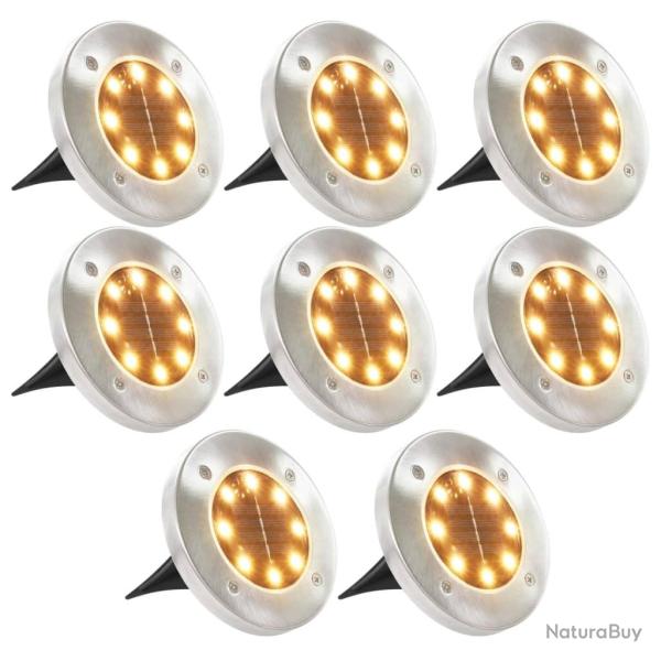 Lampe solaire au sol 8 pcs Lumi�res LED blanches chaudes