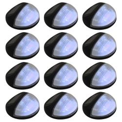 Lampe solaire murale &agrave; LED d'ext&eacute;rieur 12 pcs Rond Noir