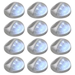 Lampe solaire murale &agrave; LED d'ext&eacute;rieur 12 pcs Rond Argent&eacute;