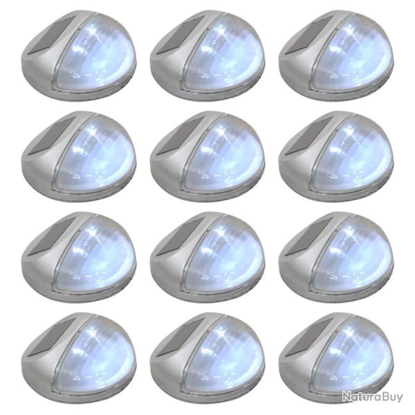 Lampe solaire murale � LED d'ext�rieur 12 pcs Rond Argent�