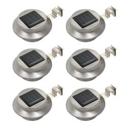 Lampe solaire &agrave; LED ronde d'ext&eacute;rieur 6 pcs 12 cm Blanc