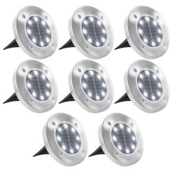Lampe solaire au sol 8 pcs Lumi&egrave;res LED blanches