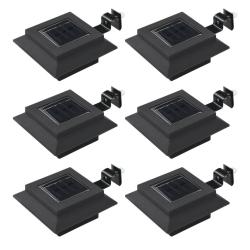 Lampe solaire &agrave; LED carr&eacute;e d'ext&eacute;rieur 6 pcs 12 cm Noir