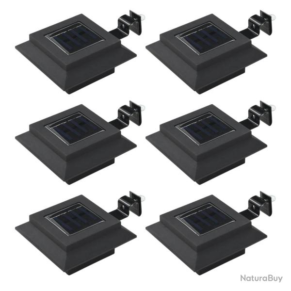 Lampe solaire � LED carr�e d'ext�rieur 6 pcs 12 cm Noir