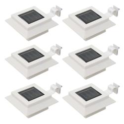 Lampe solaire &agrave; LED carr&eacute;e d'ext&eacute;rieur 6 pcs 12 cm Blanc