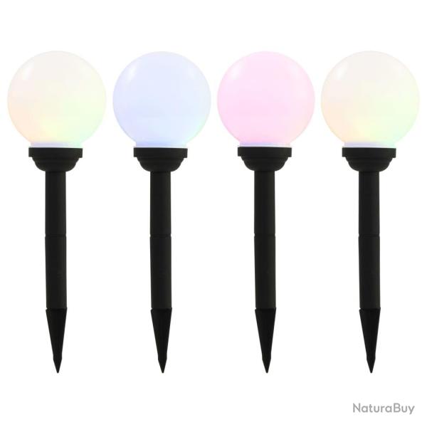 Lampe solaire sph�rique LED de jardin 4 pcs 15 cm RVB