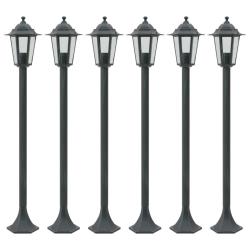 Lampe de jardin &agrave; piquet 6 pcs E27 110 cm Aluminium Vert fonc&eacute;