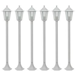 Lampe de jardin &agrave; piquet 6 pcs E27 110 cm Aluminium Blanc alsavelo