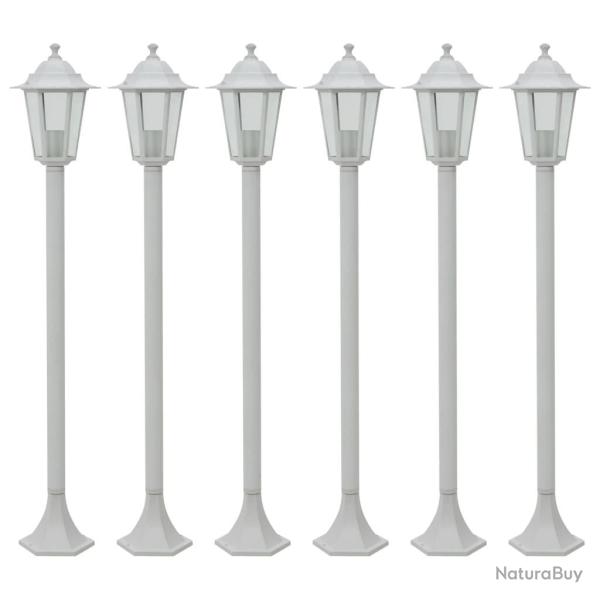 Lampe de jardin � piquet 6 pcs E27 110 cm Aluminium Blanc