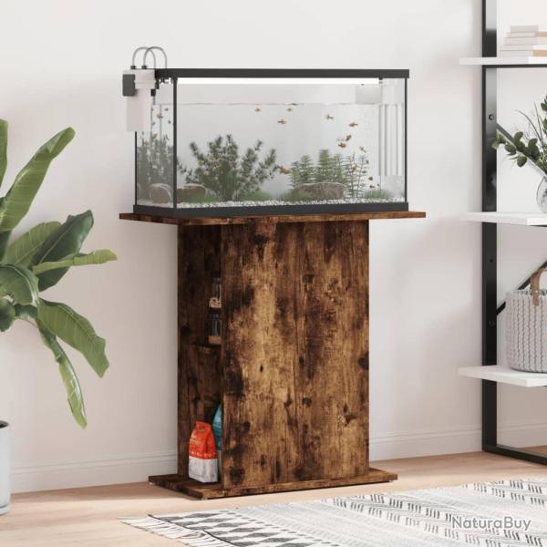 Support d'aquarium chne fum 75x36x72,5 cm bois d'ingnierie alsavelo