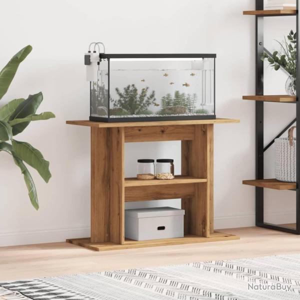 Support d'aquarium ch�ne artisanal 80x35x60 cm bois ing�nierie