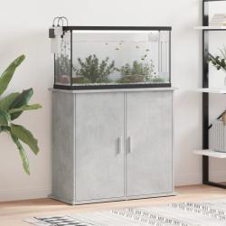 Support pour aquarium gris b&eacute;ton 81x36x73 cm bois d'ing&eacute;nierie