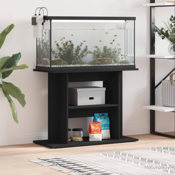 Support pour aquarium noir 80x35x60 cm bois d'ingnierie alsavelo