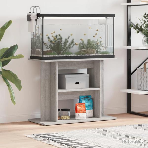 Support pour aquarium sonoma gris 80x35x60 cm bois d'ingnierie alsavelo