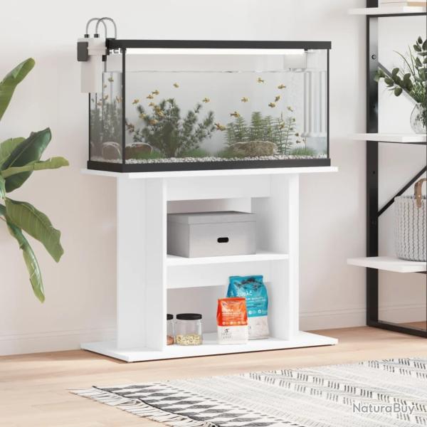 Support pour aquarium blanc 80x35x60 cm bois d'ingnierie alsavelo