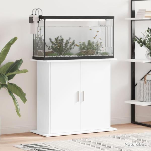 Support pour aquarium blanc 81x36x73 cm bois d'ingnierie alsavelo
